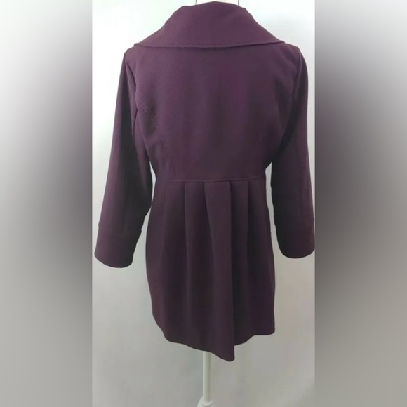 Zinc Womans Jacket Size XLarge Eggplant Purple Pea Coat Style Pockets 3/4 Sl - Picture 8 of 9